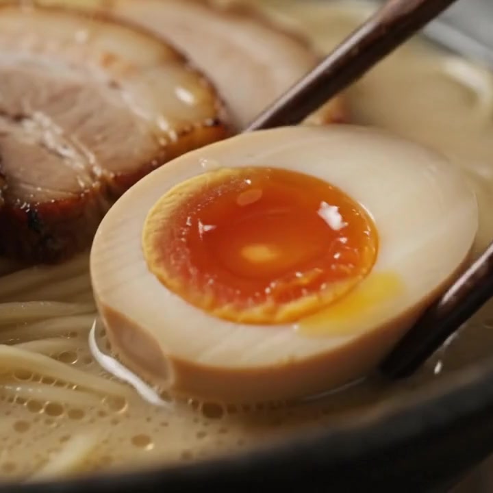 Marinated egg split open