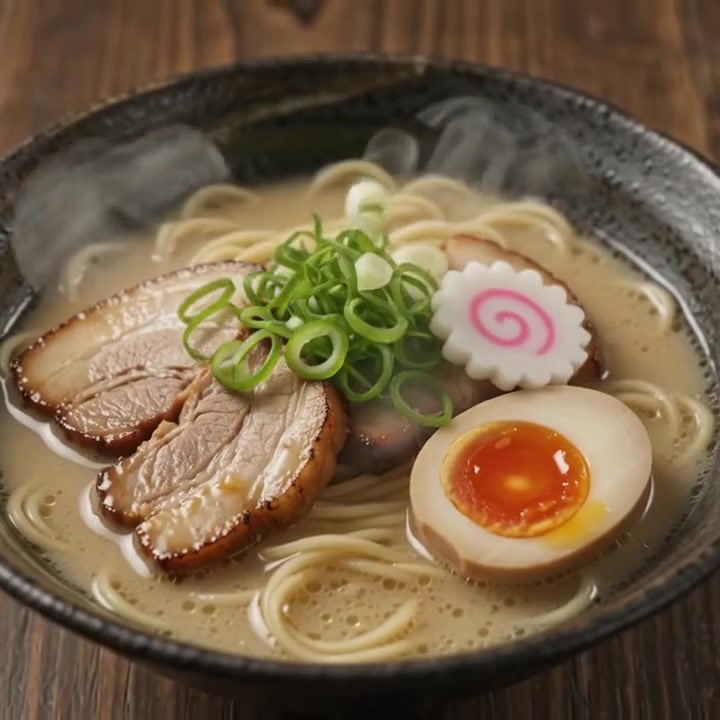 Finished plated ramen bowl